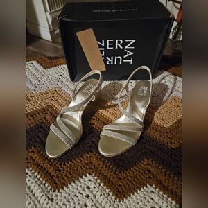 Naturalizer Vanessa Gold Strappy Rhinestone Dress Sandals